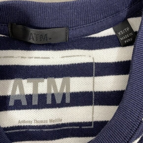 ATM Anthony Thomas Melillo Dress Crew Neck Striped Blue Size X Small XS - Picture 12 of 17